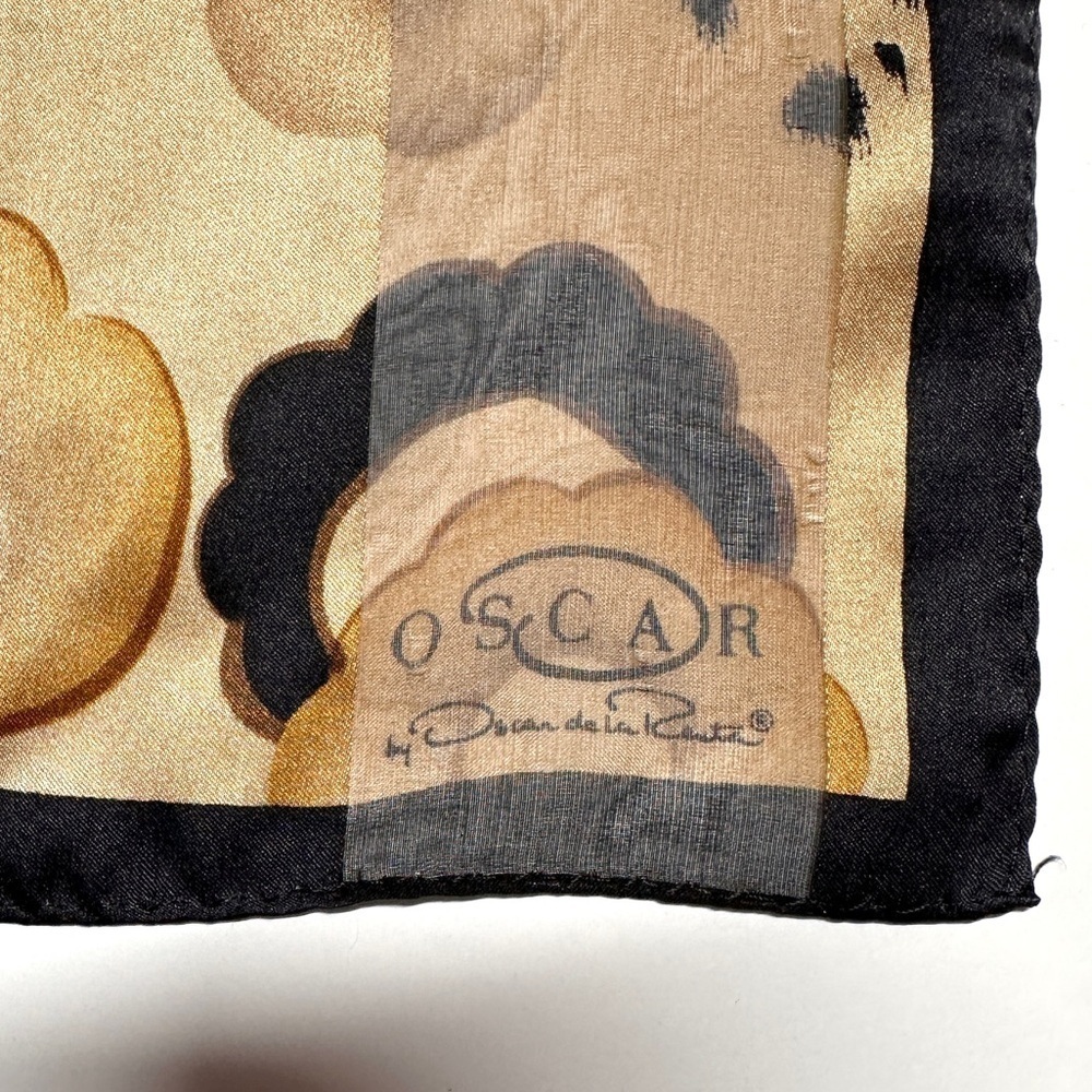 Vintage 80s Oscar de la Renta Silk Wrap Scarf Floral Animal Print Old Money - Picture 4 of 12